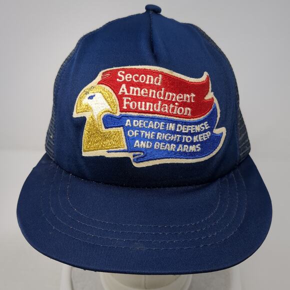 Second Amendment Foundation Snapback Trucker Cap Blue One Size Mesh Back - Picture 2 of 9